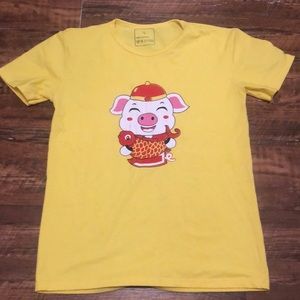 Vintage lucky Chinese New Year pig tee size L